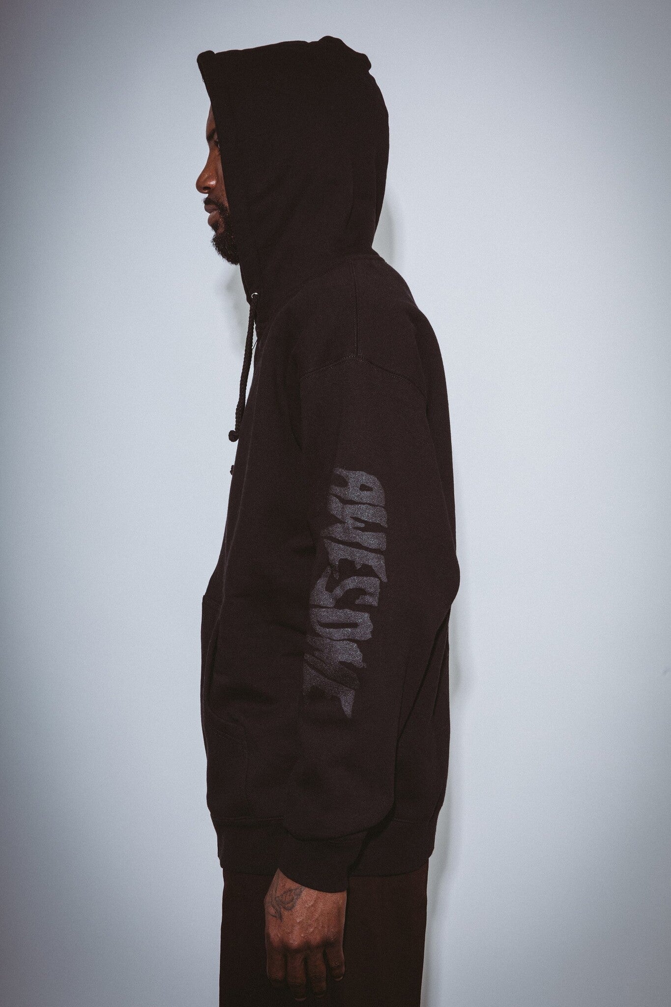 Stamp Zip Up Hoodie - Black