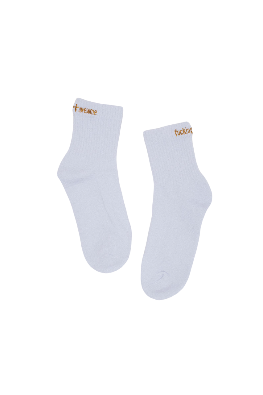 Cross Quarter Socks - White