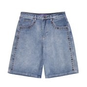Riveting Shorts - Light Blue Denim