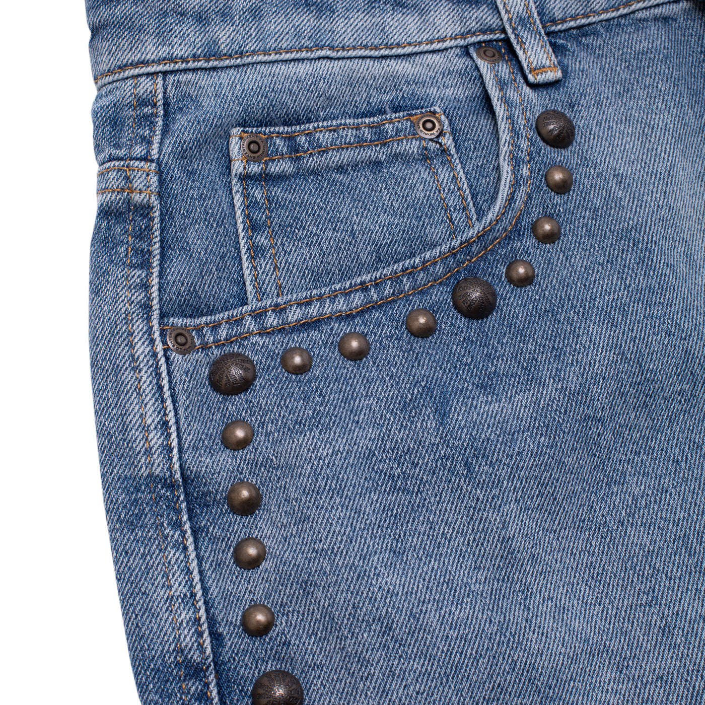 Riveting Shorts - Light Blue Denim