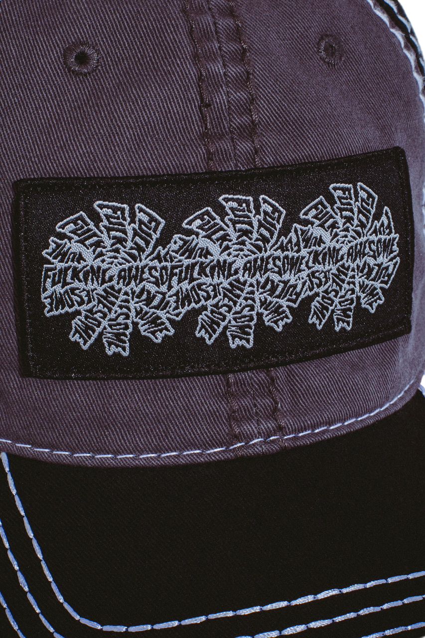 Three Spiral Edge Stitch Casquette Six Panneaux - Gris