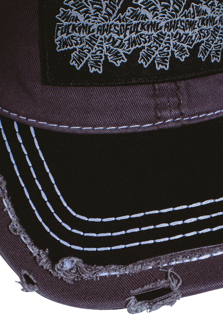 Three Spiral Edge Stitch Casquette Six Panneaux - Gris
