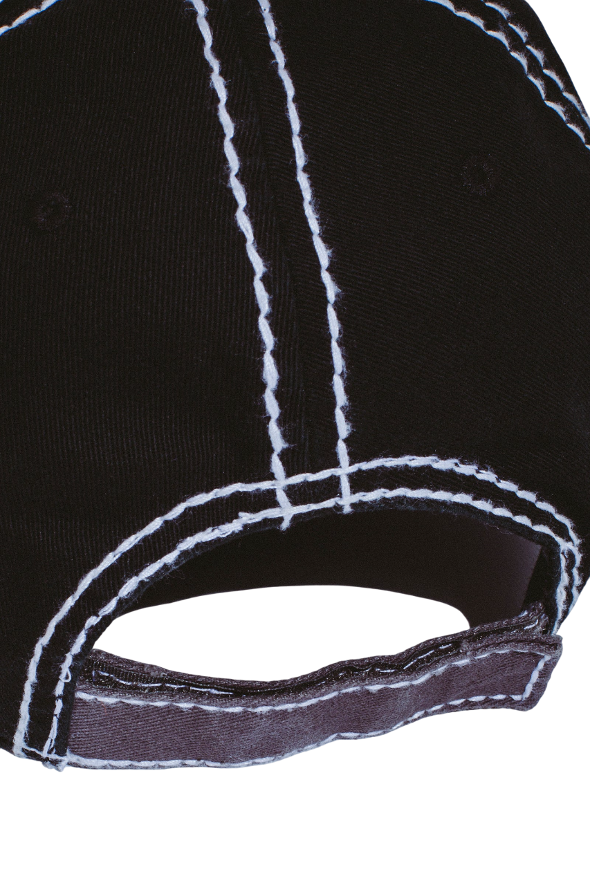 Three Spiral Edge Stitch Casquette Six Panneaux - Gris
