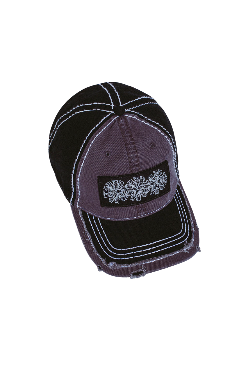Three Spiral Edge Stitch Casquette Six Panneaux - Gris