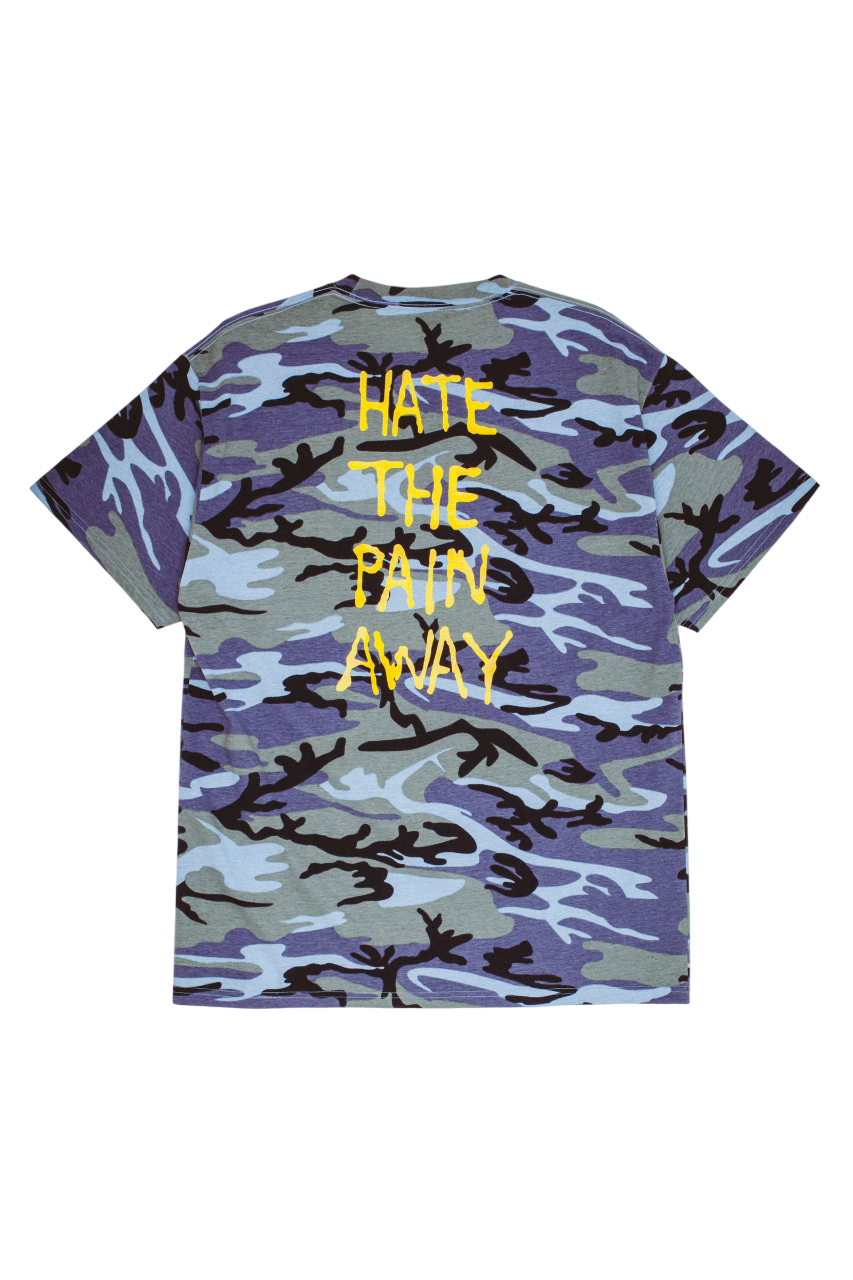 Hate The Pain Away T-Shirt à Manches Courtes - Camouflage Bleu