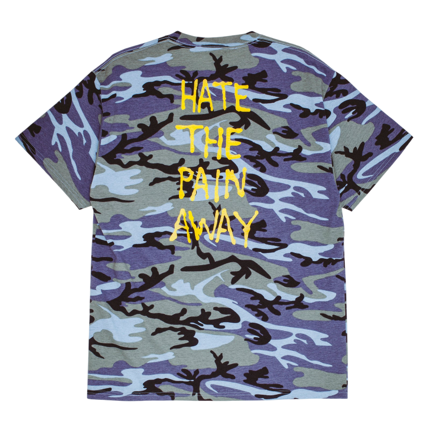 【FUCKING AWESOME】HATE THE PAIN AWAY SHORT SLEEVE BLUE CAMO Fucking Awesome Hate The Pain Away Short Sleeve Tee - Blue