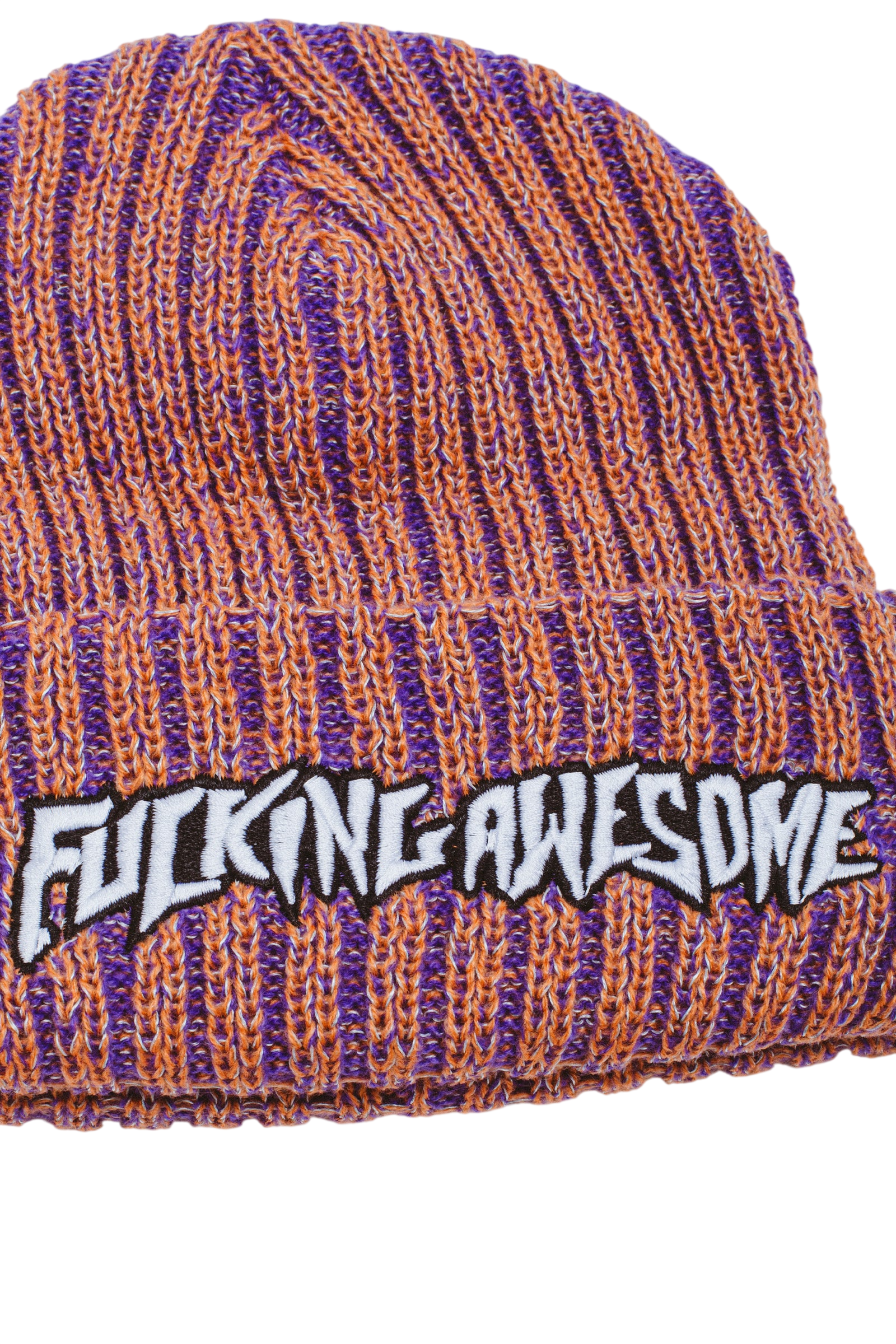 Reflective Stripe Beanie - Orange/Purple