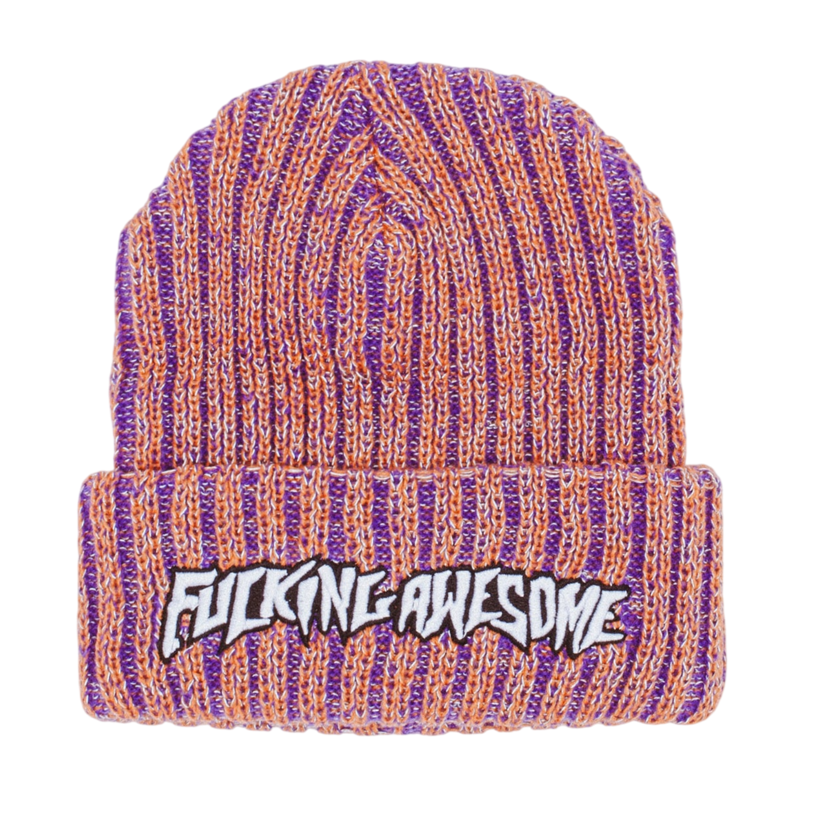 Reflective Stripe Beanie - Orange/Purple