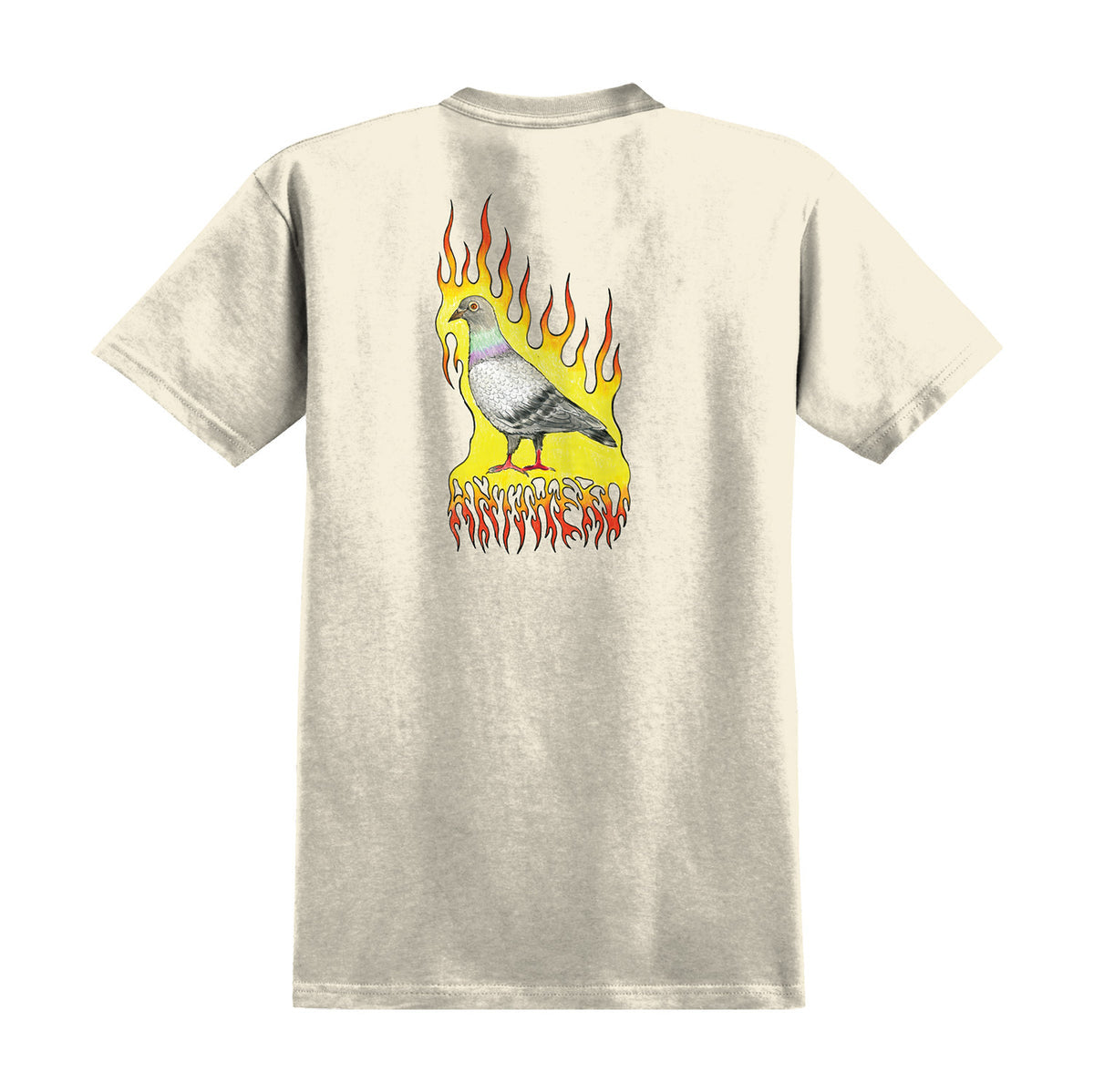 Flame Pigeon Premium Print T-Shirt - Natural