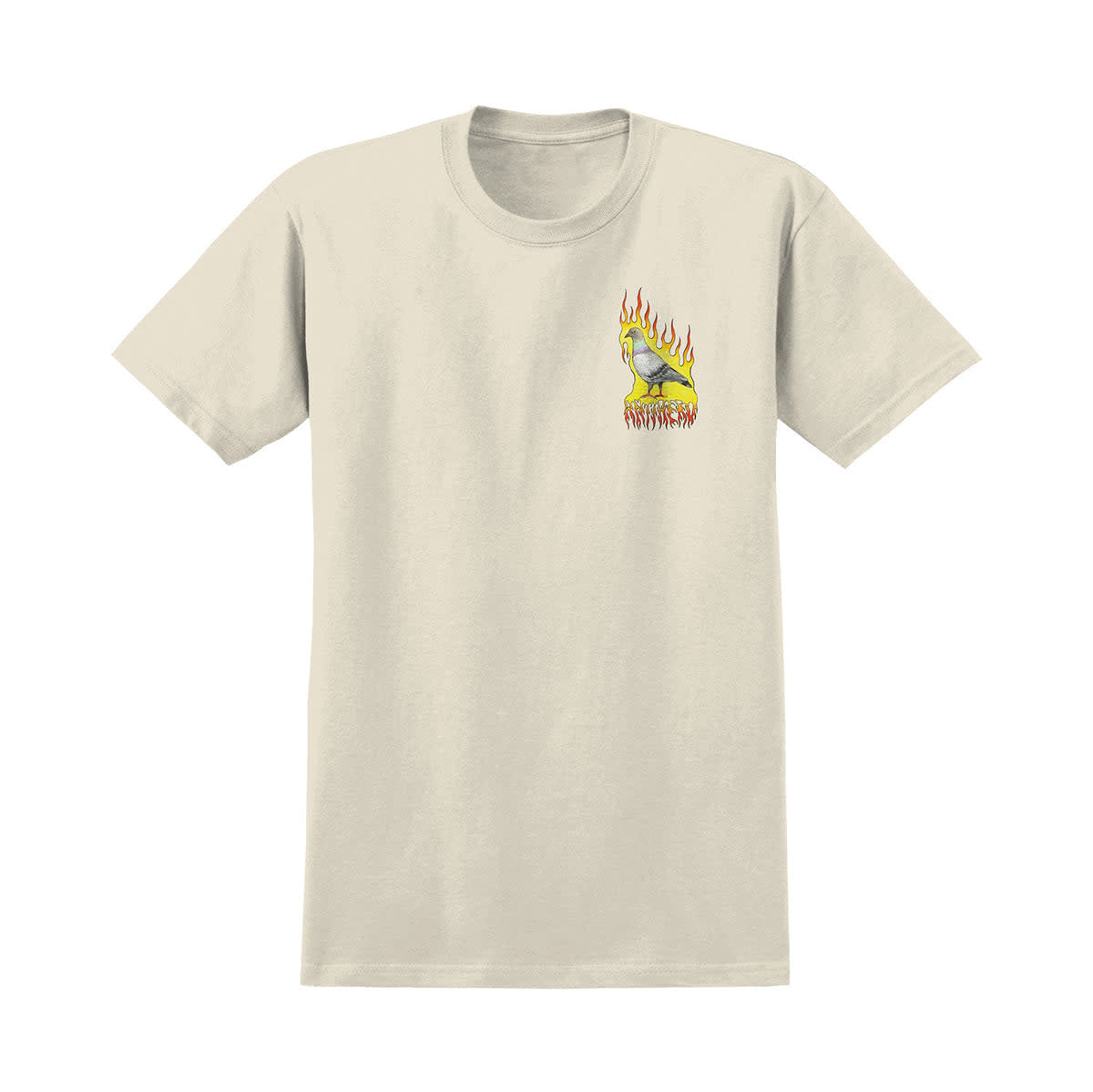 Flame Pigeon Premium Print T-Shirt - Natural