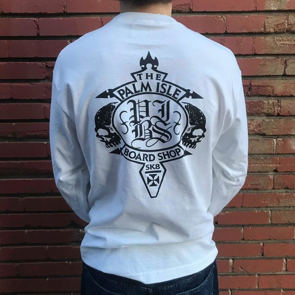 T-shirt à manches longues avec logo Crest - Blanc