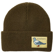 Lil Pigeon Label Cuff Beanie - Moss/Tan