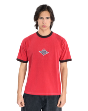 Flame Face Ringer T-Shirt - Crimson Haze