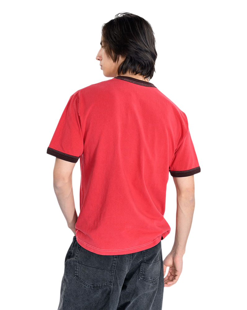 Flame Face Ringer T-Shirt - Crimson Haze