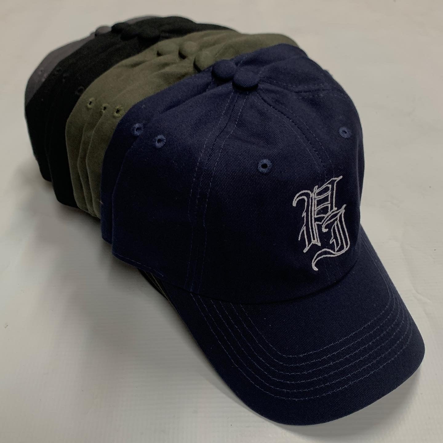 Stamp Embroidered Cap - Black