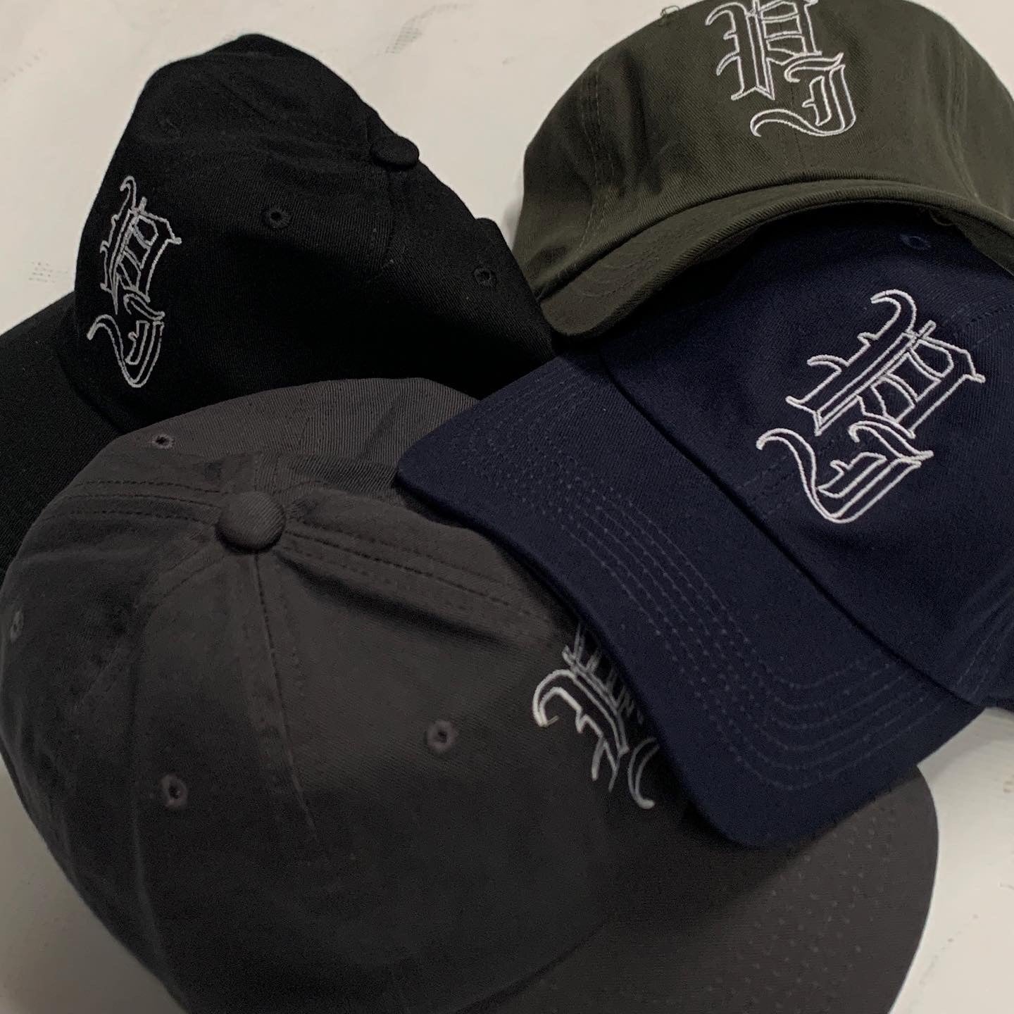 Stamp Embroidered Cap - Black