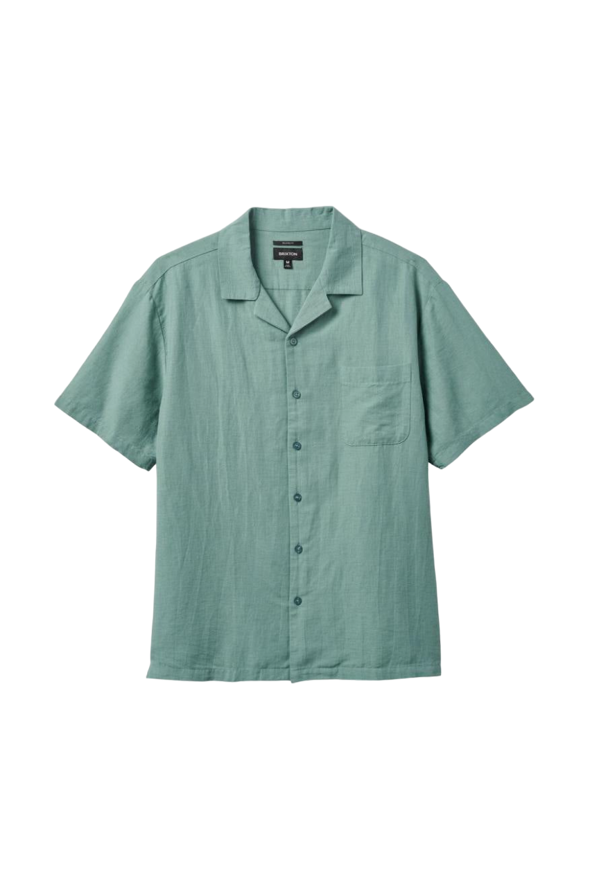 Bunker Linen Blend S/S Camp Collar Shirt - Chinois Green