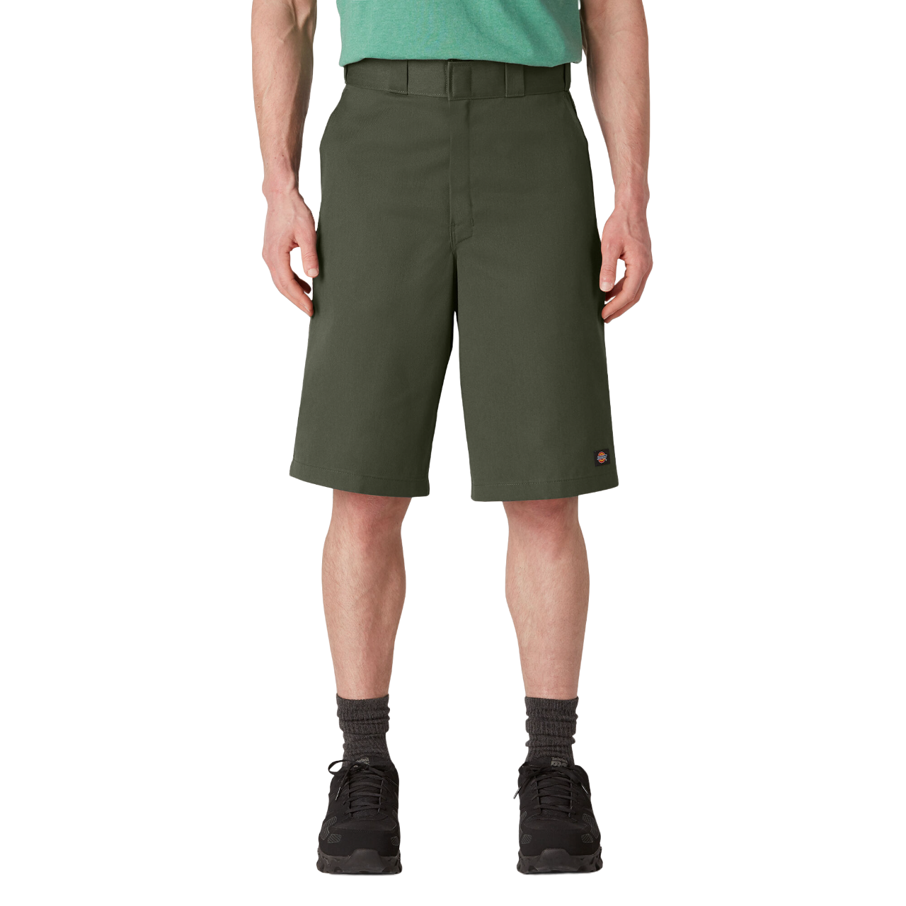 Loose Fit Flat Front Work Shorts 13" - Olive Green (OG)