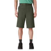 Loose Fit Flat Front Work Shorts 13" - Olive Green (OG)