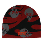 Spiral Skull Beanie - Maroon/Black