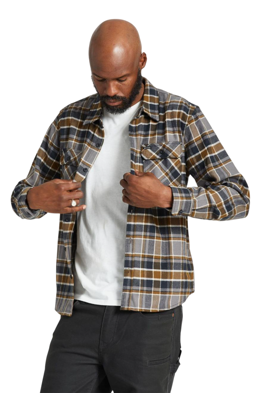 Bowery L/S Flannel - Black/Desert Palm/Beige