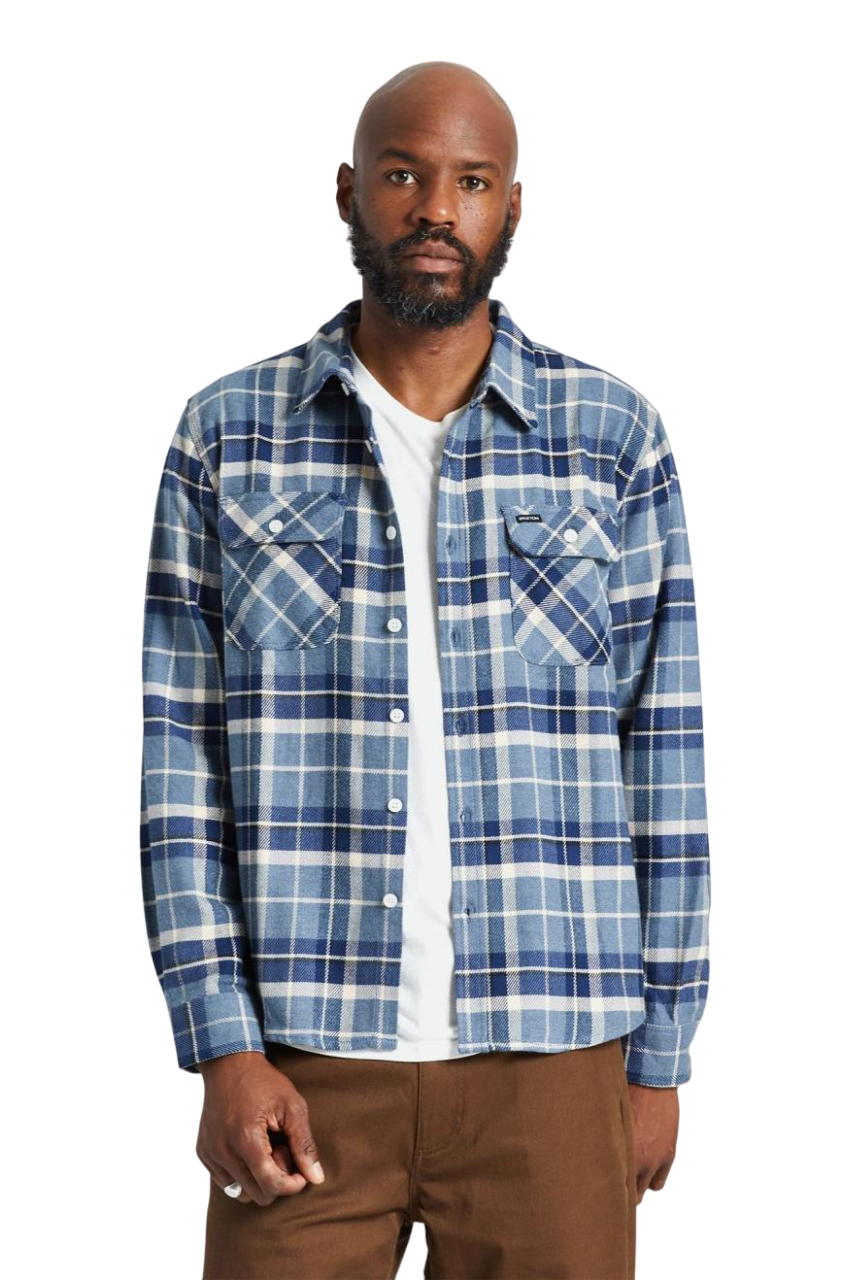 Bowery L/S Flannel - Flint Blue/Twilight Blue/Beige