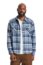 Bowery L/S Flannel - Flint Blue/Twilight Blue/Beige