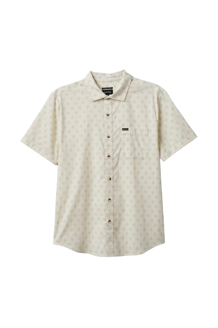 Charter Print S/S Woven - Off White/Jade Geo