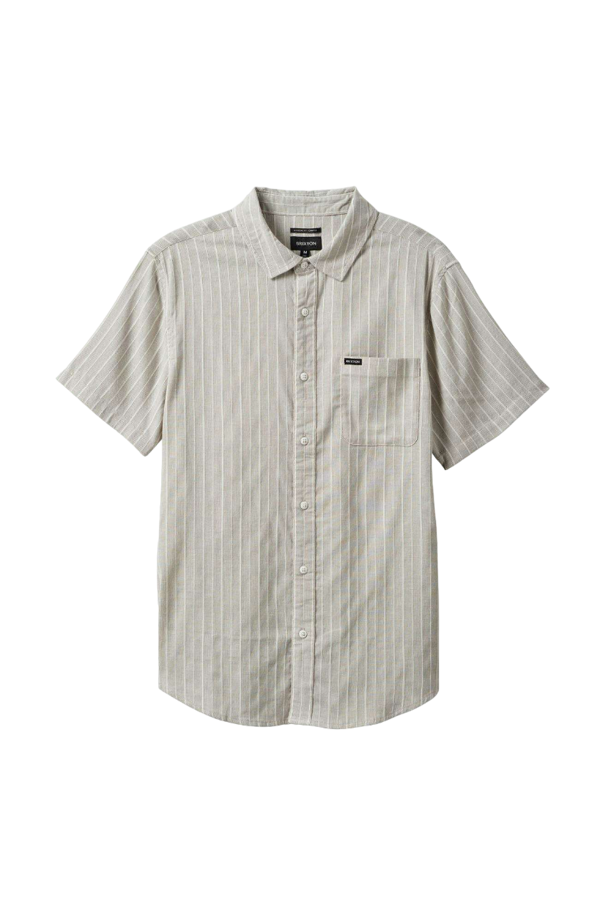 Chemise tissée Charter Stripe S/S - Blanc cassé/gris cendré