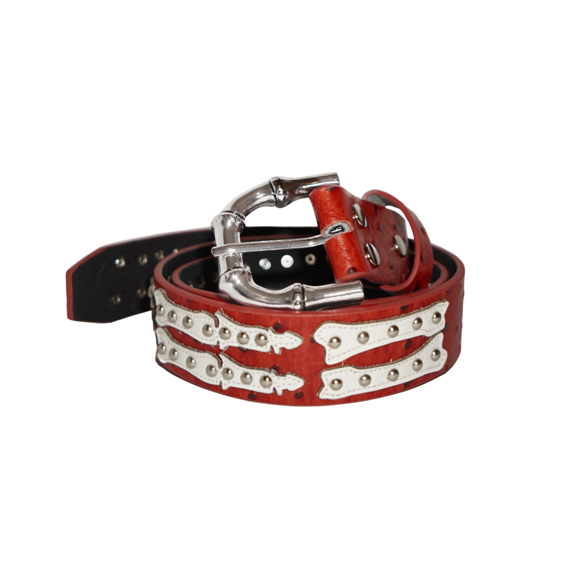 Stingwater Studded Bone Belt - Deep Red