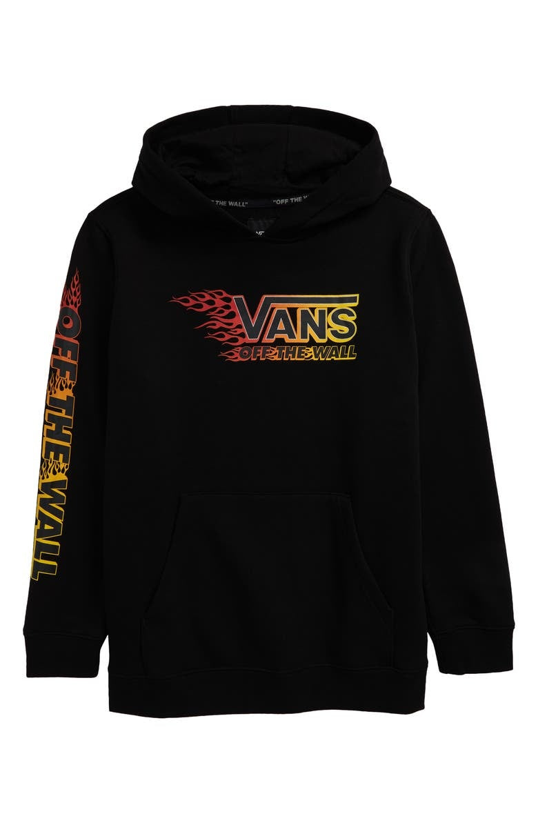 Kids Metallic Flame Hoodie - Black