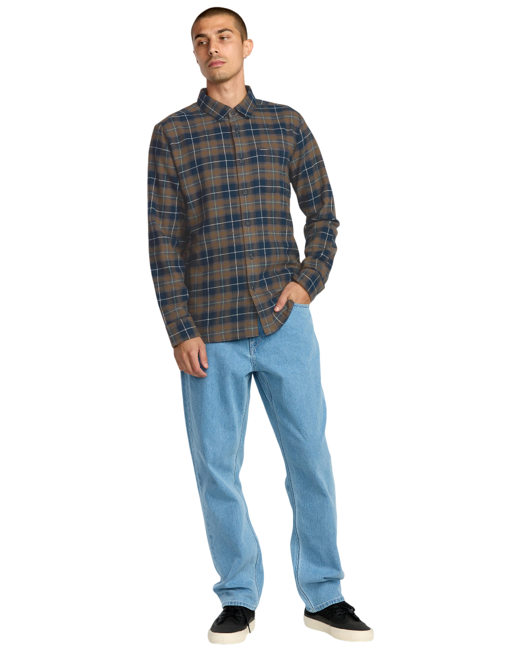 Caden Plaid Long Sleeve Shirt - Navy