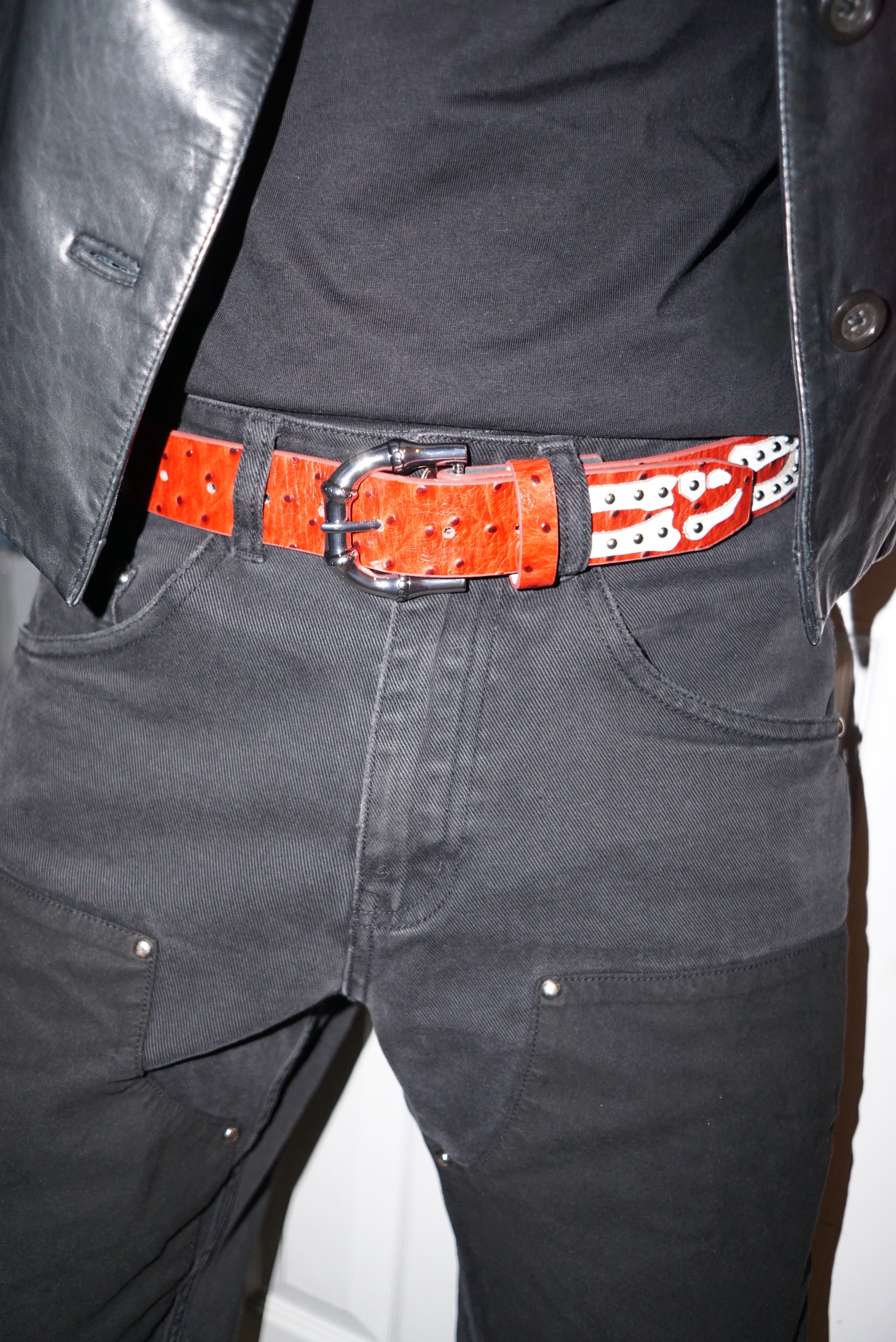 Stingwater Studded Bone Belt - Deep Red