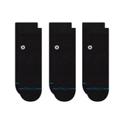 Icon Quarter Socks 3 Pack - Black