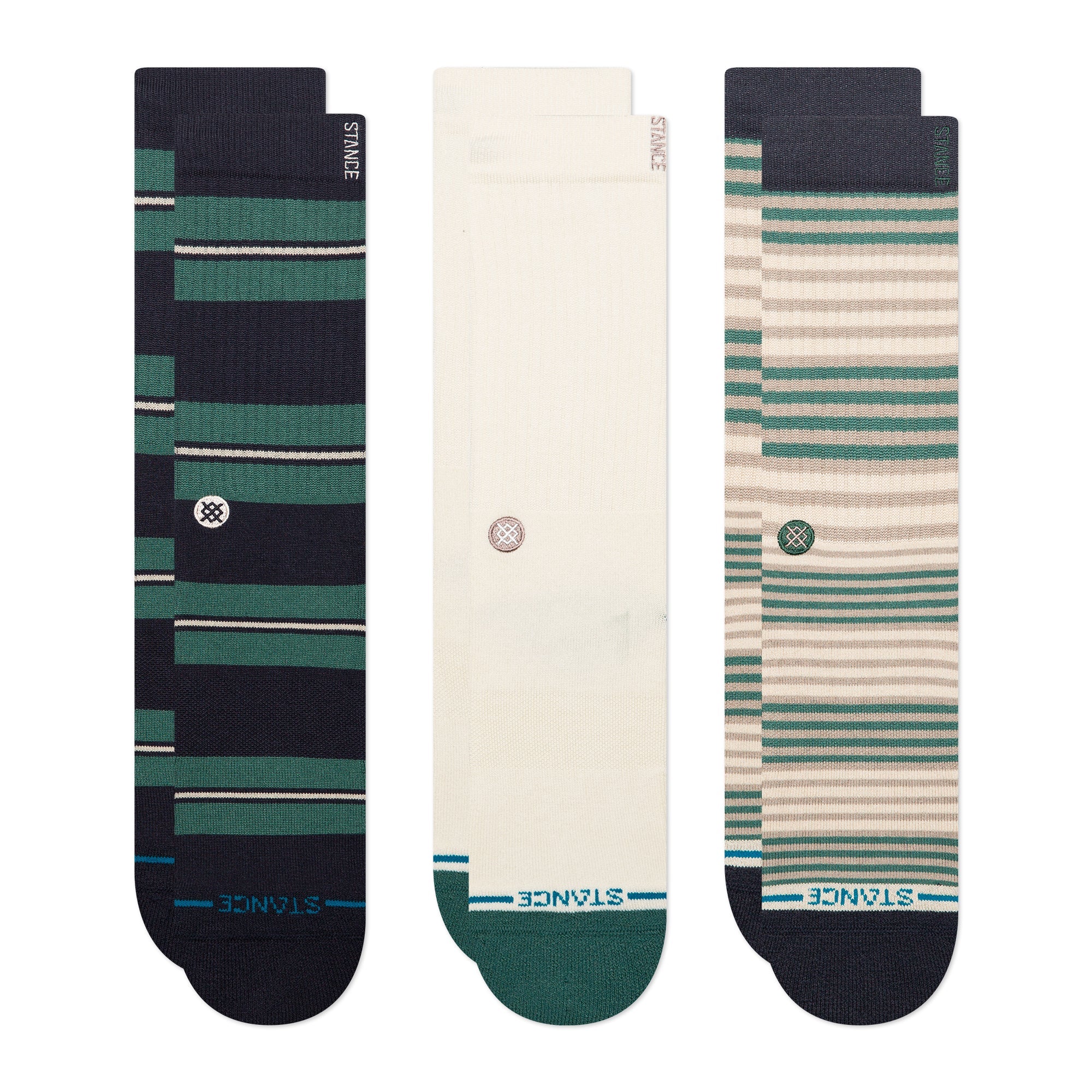 Paquet de 3 paires de chaussettes Caesar Stripe Crew - Multicolore