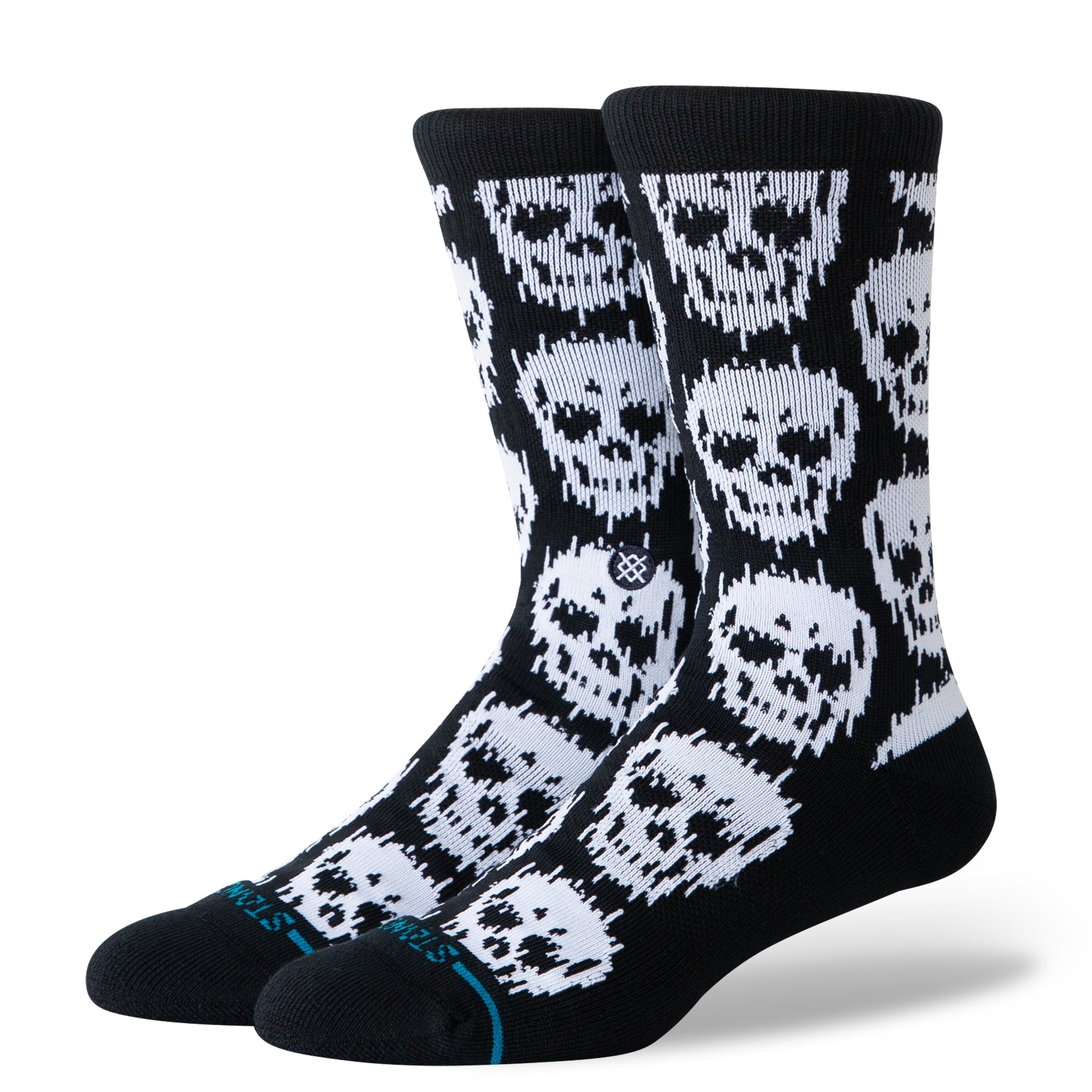Static Skull Crew Socks - Black