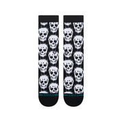 Static Skull Crew Socks - Black