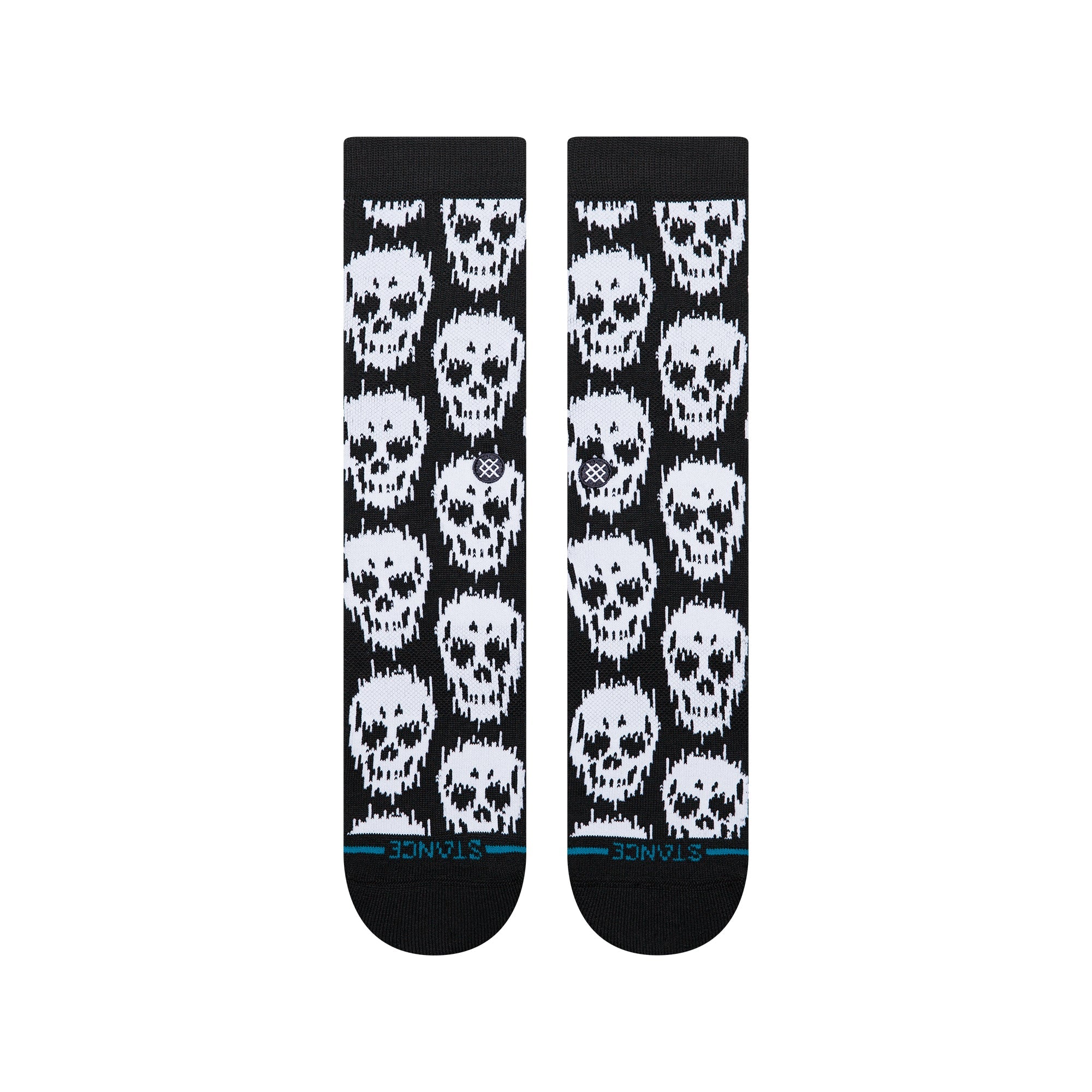 Static Skull Crew Socks - Black