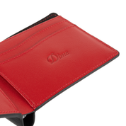 Leather Bifold Wallet - Black/Cherry