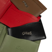 Leather Bifold Wallet - Black/Cherry