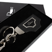 Cursive Porte-clés en cuir - Noir/Argent