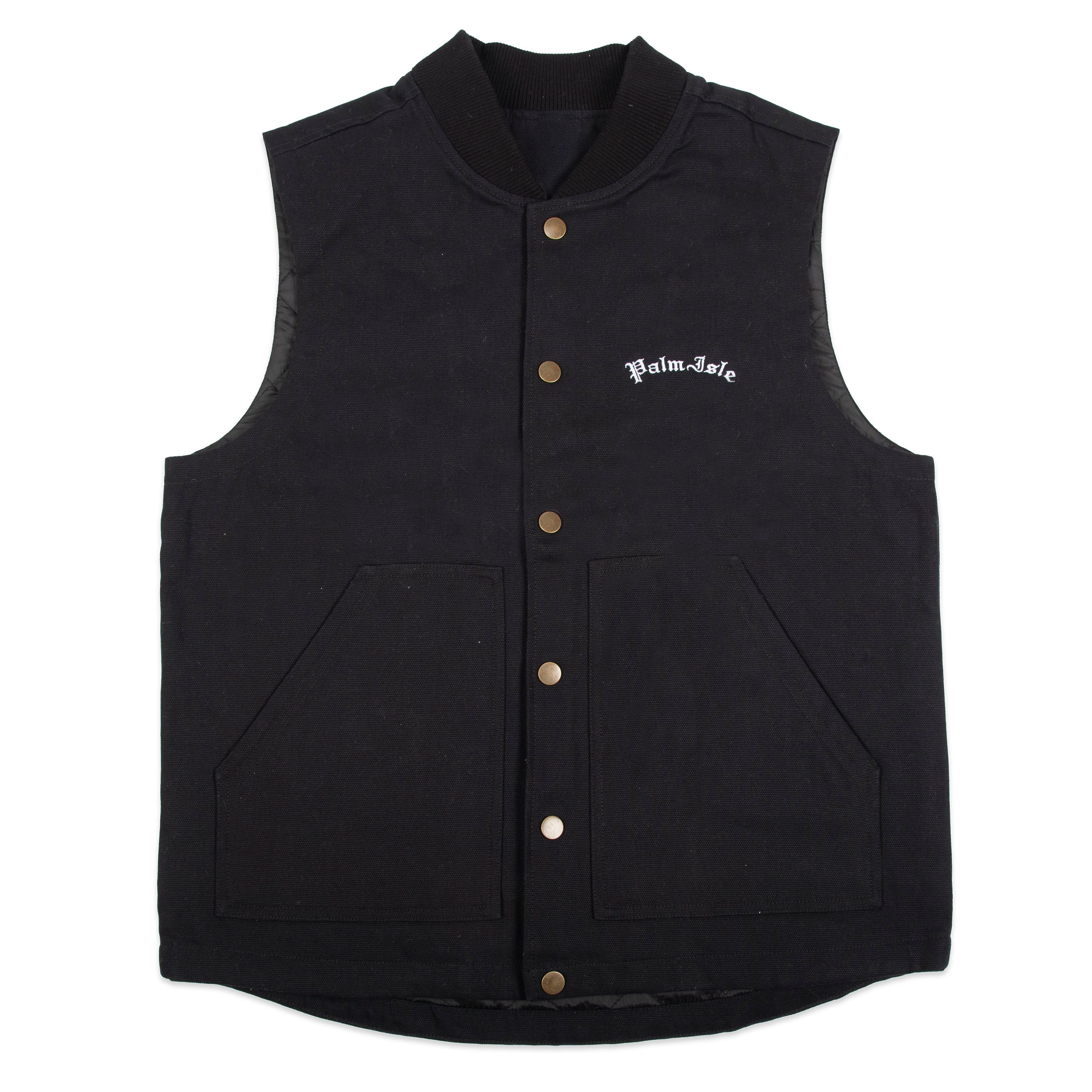 Arch Embroidered Insulated Canvas Vest - Black