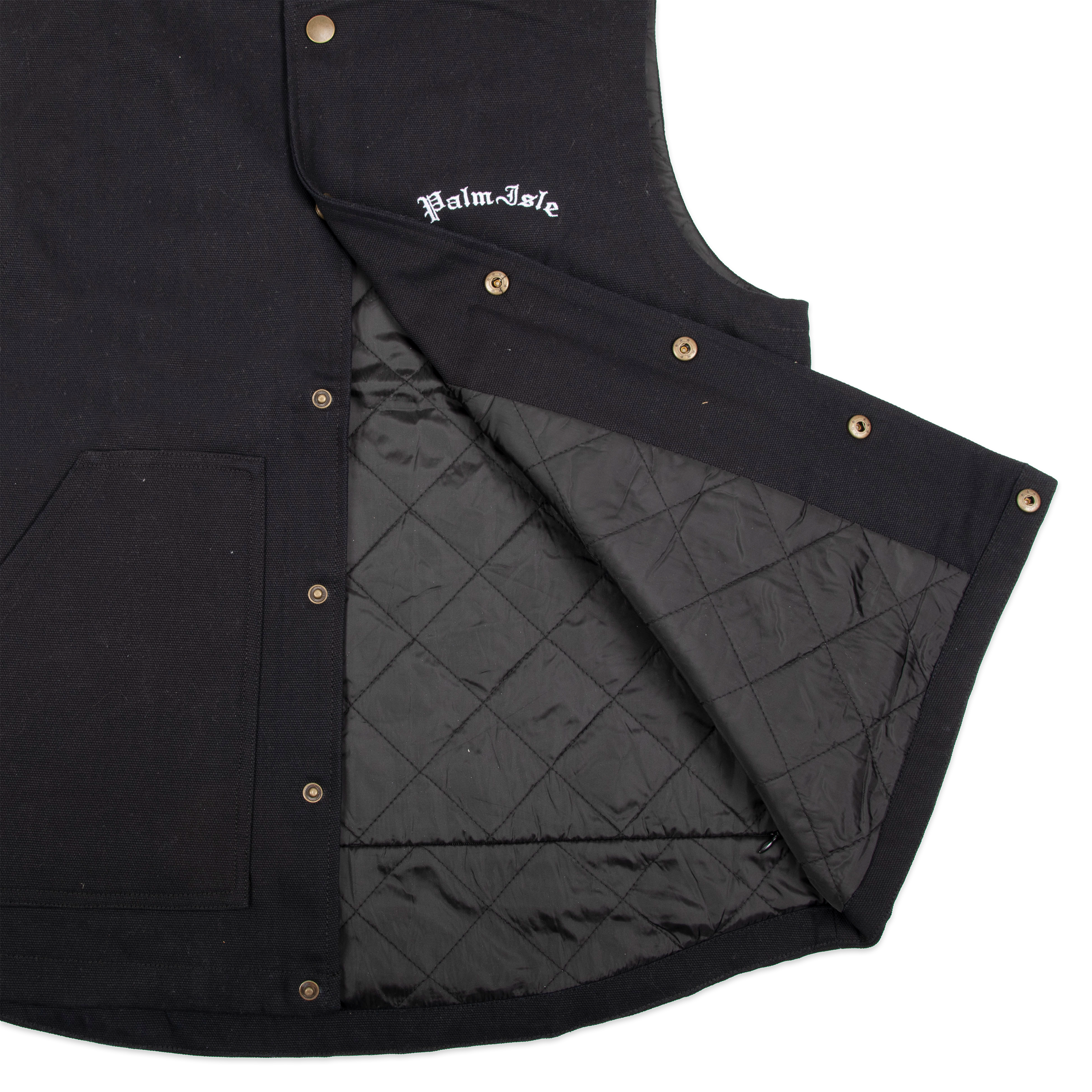 Arch Embroidered Insulated Canvas Vest - Black