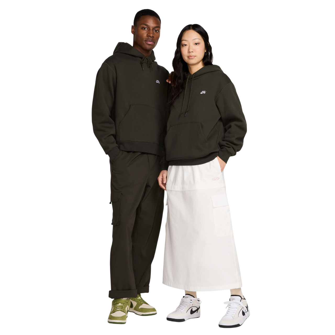 Fleece Sweat à Capuche Skate - Séquoia/Blanc