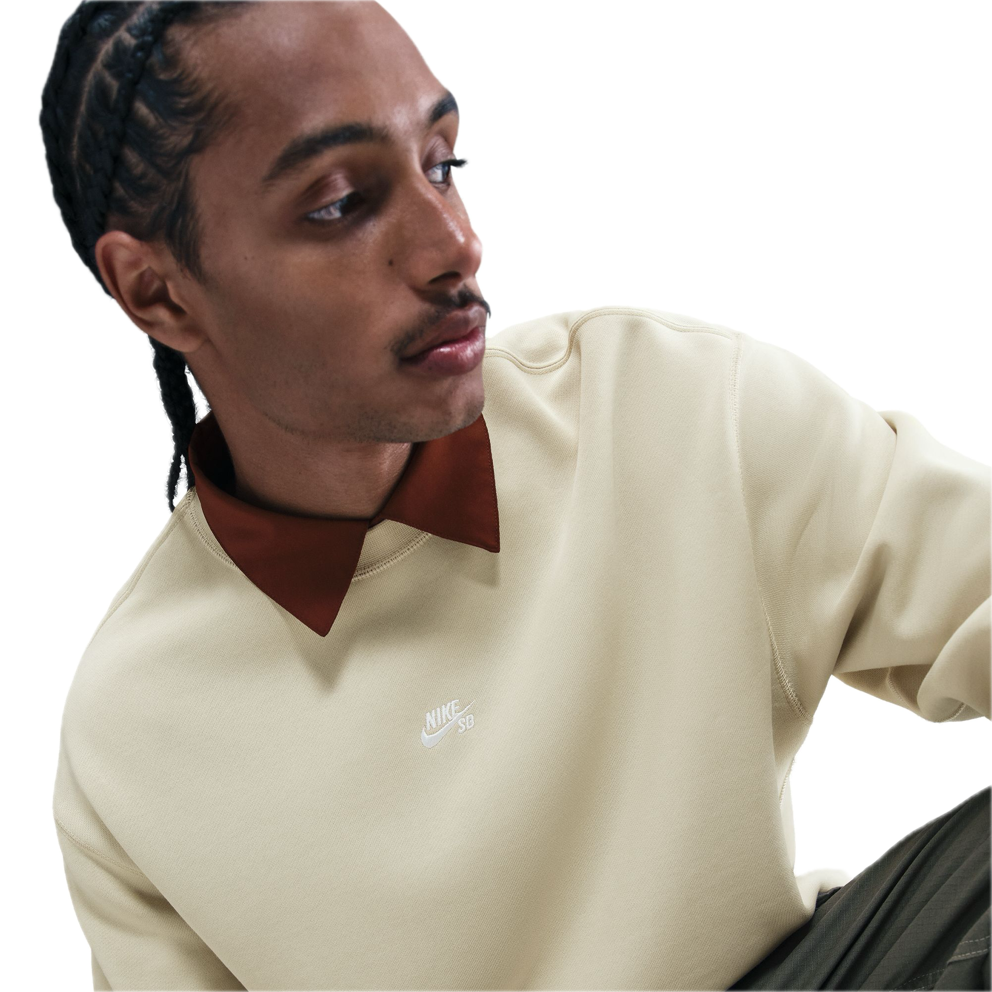 Fleece Skate Crew - Lite Khaki/White