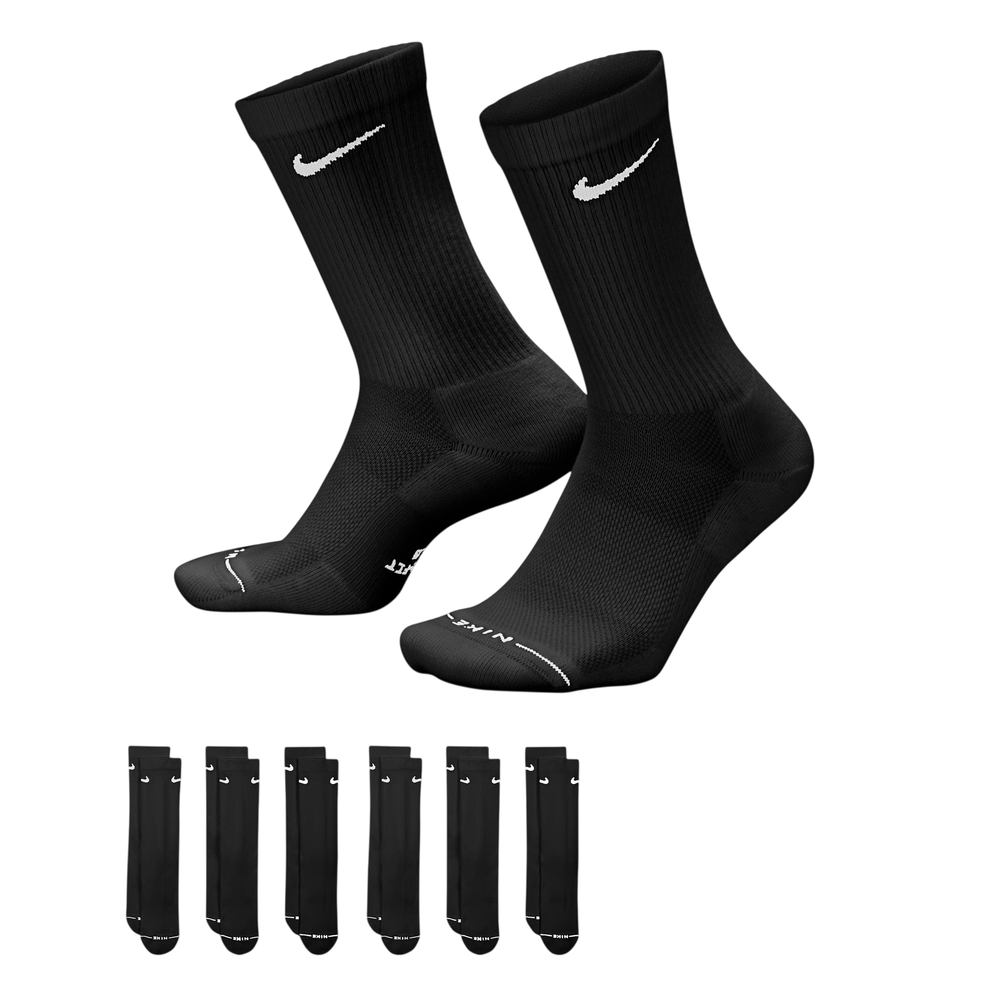 Everyday Elevated Crew Socks (6 Pairs) - Black/White