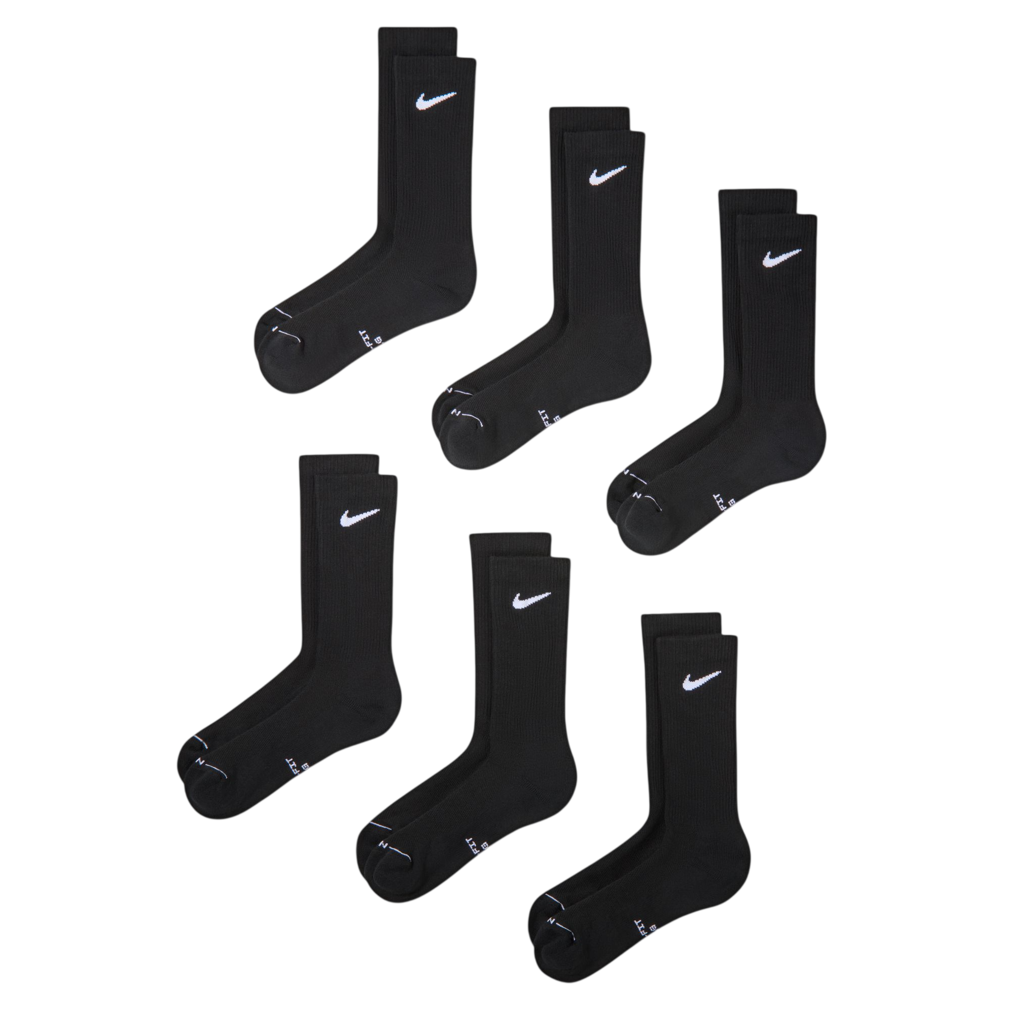 Everyday Elevated Crew Socks (6 Pairs) - Black/White