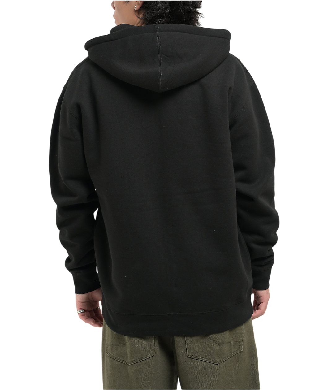 Lil Pigeon Embroidered Zip Up Hoodie - Black