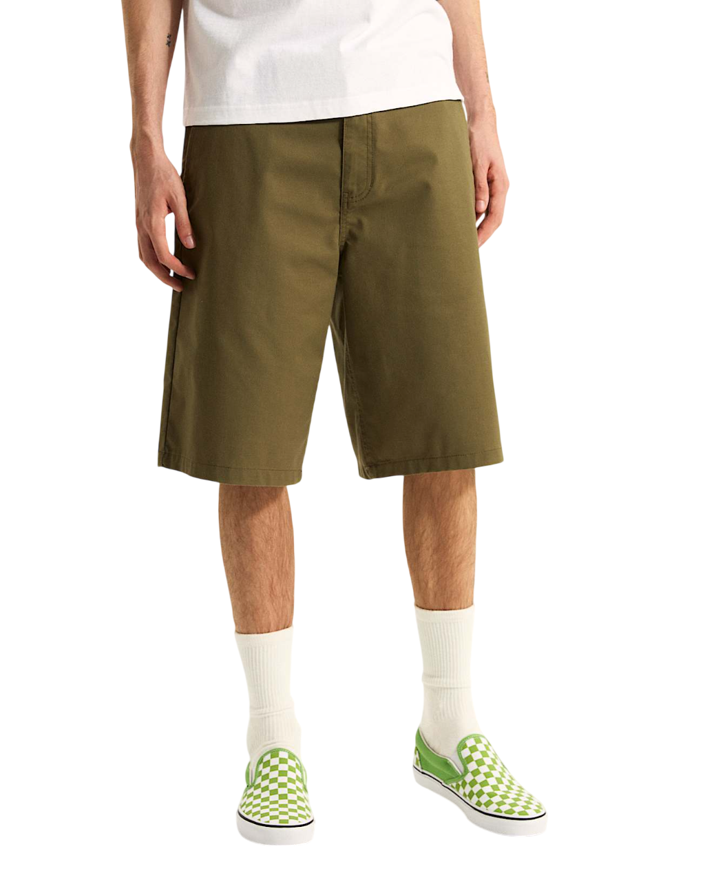 Authentic Short Chino Ample - Olive Mousseux