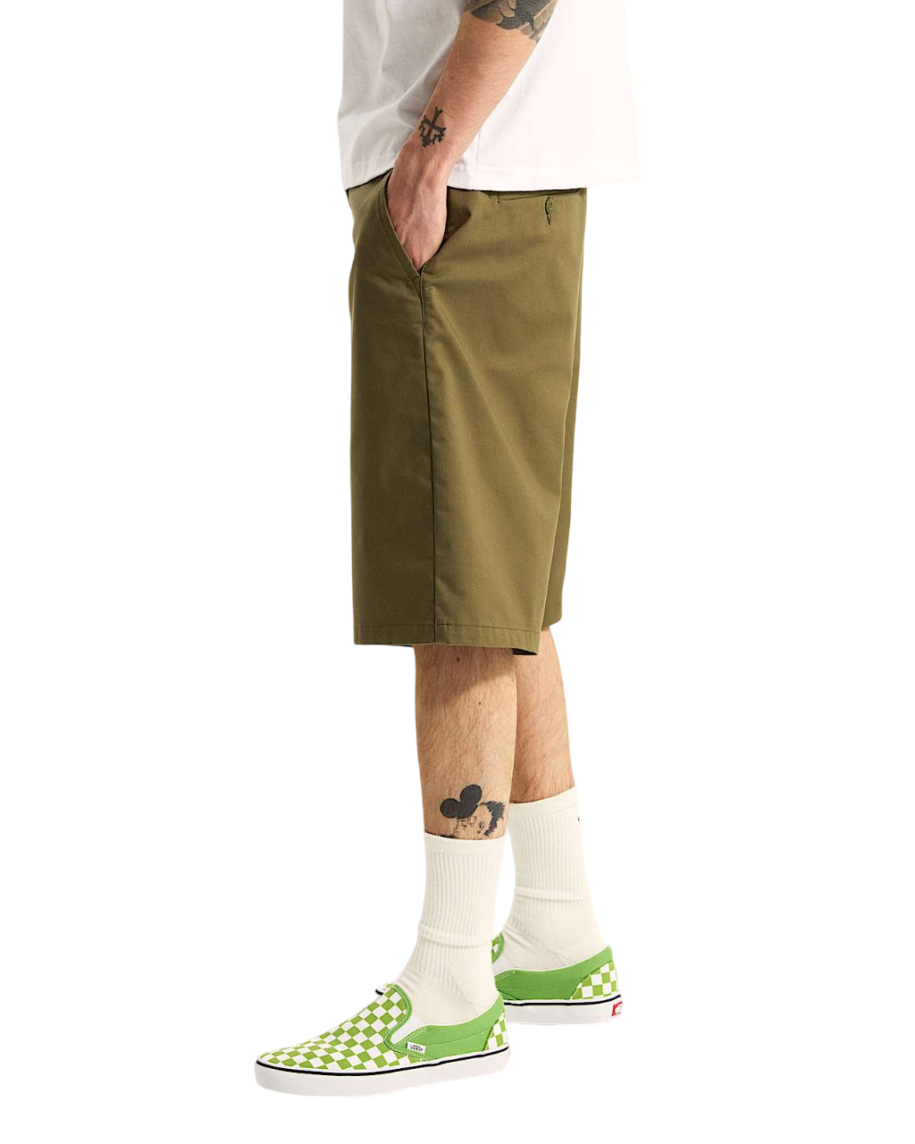 Authentic Short Chino Ample - Olive Mousseux